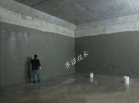 用改性MD聚合物防水涂料對水池進行大面積防水施工 用改性MD聚合物防水涂料對水池進行大面積防水施工