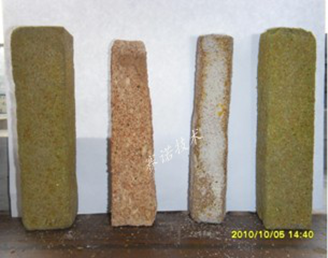 不同材料在鹽酸的腐蝕作用下45天后的實驗結果